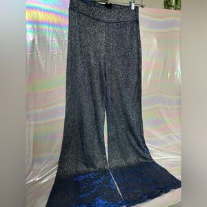 Blue & Silver Glitter Wide-Leg Pants | High Waist | Festival / Party